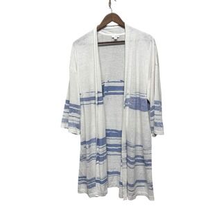 J. Jill Womens Size M 3/4 Sleeve Linen Blend Duster Open Front Cardigan Lightwei